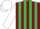 Silk - Burgundy, emerald green stripes on white sleeves, white cap