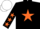 Silk - Black, orange star, black sleeves, orange stars, white cap