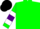 Silk - Forest green and white blocks, purple sleeves, white hoop on purple sleeves