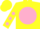 Silk - Yellow, pink disc, yellow sleeves, pink spots