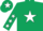 Silk - Dark green, white star, dark green sleeves, white stars, dark green cap, white star