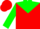 Silk - Red, white 'gg' on green yoke, red band on green sleeves, red cap
