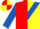 Silk - red, yellow halved horizontally, royal blue chevron, royal blue sleeves, red and yellow quartered cap, royal blue peak