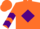 Silk - ORANGE, purple diamond and chevrons on sleeves, orange cap