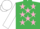 Silk - Emerald green, pink stars, white sleeves and cap