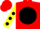Silk - Red, black ball, yellow sleeves, black dots