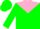 Silk - Green, pink circled 'rw' and yoke, green cap