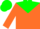 Silk - orange, green yoke and horseshoe, orange sleeves, green cap