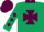 Silk - Hunter green, maroon maltese cross and collar, gray and maroon diamonds on sleeves, green and maroon cap