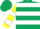 Silk - Dark green, yellow and white hoops, yellow and white bars on sleeves