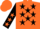 Silk - Dayglo orange, black stars, black sleeves, dayglo orange stars, dayglo orange cap