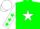 Silk - Green, white star, white sleeves, green stars, white cap
