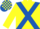 Silk - Yellow, royal blue cross belts, royal blue and yellow check cap