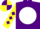 Silk - Purple, white disc, yellow sleeves, purple diamonds, purple & yellow quartered cap