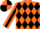 Silk - Orange, black diamonds, orange sleeves, black stripe, orange and black quartered cap
