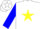 Silk - White, white 'marco' on blue and yellow star, blue sleeves