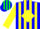 Silk - Blue, green and yellow diamond, yellow stripes on sleeves
