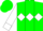 Silk - Green, white diamond hoop, white stripe and cuffs on sleeves