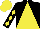 Silk - Black and yellow triangular thirds, black sleeves, yellow diamonds, yellow cap