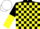 Silk - Black and yellow check, black and yellow halved sleeves, white cap
