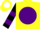 Silk - Yellow, yellow and white lsu tiger on purple ball, purple 'mbl', purple bars on sleeves