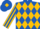 Silk - Royal blue, gold diamonds, gold 'm' gold diamond stripe on sleeves