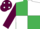 Silk - Emerald green and white quartered, maroon sleeves, maroon cap, white spots