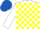Silk - White, yellow checked, royal blue cap
