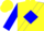 Silk - Yellow,  yellow 'crk' on blue diamond sash, blue sleeves