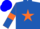 Silk - Royal blue, orange star, blue armlets on orange sleeves, blue cap