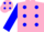 Silk - Pink, blue diagonal spots, blue sleeves, pink cap, blue spots