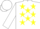 Silk - White, yellow '3k', yellow stars, white cap