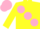 Silk - Yellow, large pink spots, pink cap