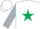 Silk - White, hunter green star, silver sleeves, white cap