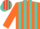 Silk - Orange and turquoise stripes, scarlet 'c', turquoise and orange striped cap
