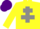 Silk - Yellow, grey cross of lorraine, purple cap