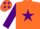 Silk - Orange, purple star & sleeves, purple stars on cap