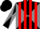 Silk - Black and gray diagonal quarters, red 'p/j', red crossed stripes, black and gray diagonal quartered sleeves, black cap