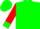 Silk - Green, red 'rr', green cuffs on red sleeves