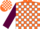 Silk - Orange, white checked, maroon sleeves