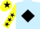 Silk - Light blue, black diamond, yellow sleeves, black stars, yellow cap, black star