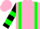 Silk - Pink, green braces and green  shamrock, green bars on sleeves