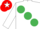 Silk - White, emerald green large spots, red cap, white star