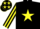 Silk - Black, yellow star, striped sleeves, black cap, yellow stars