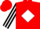 Silk - Red, horse and rider on black fleur de lis, black and white diamond stripe on sleeves