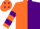 Silk - Orange and Purple (halved), hooped sleeves, Orange cap, Purple diamonds