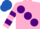 Silk - Pink, large purple spots, hooped sleeves, royal blue cap