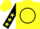 Silk - Yellow, black circle and 'l,' black sleeves, yellow stars, yellow cap