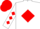 Silk - White, red diamond, white 'l,' red diamonds on sleeves, red cap