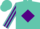 Silk - Turquoise, purple 'c' in diamond frame, purple diamond stripe on sleeves